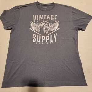 Vintage Supply Graphic Tee - Men's Gray Crew Neck Shirt XL